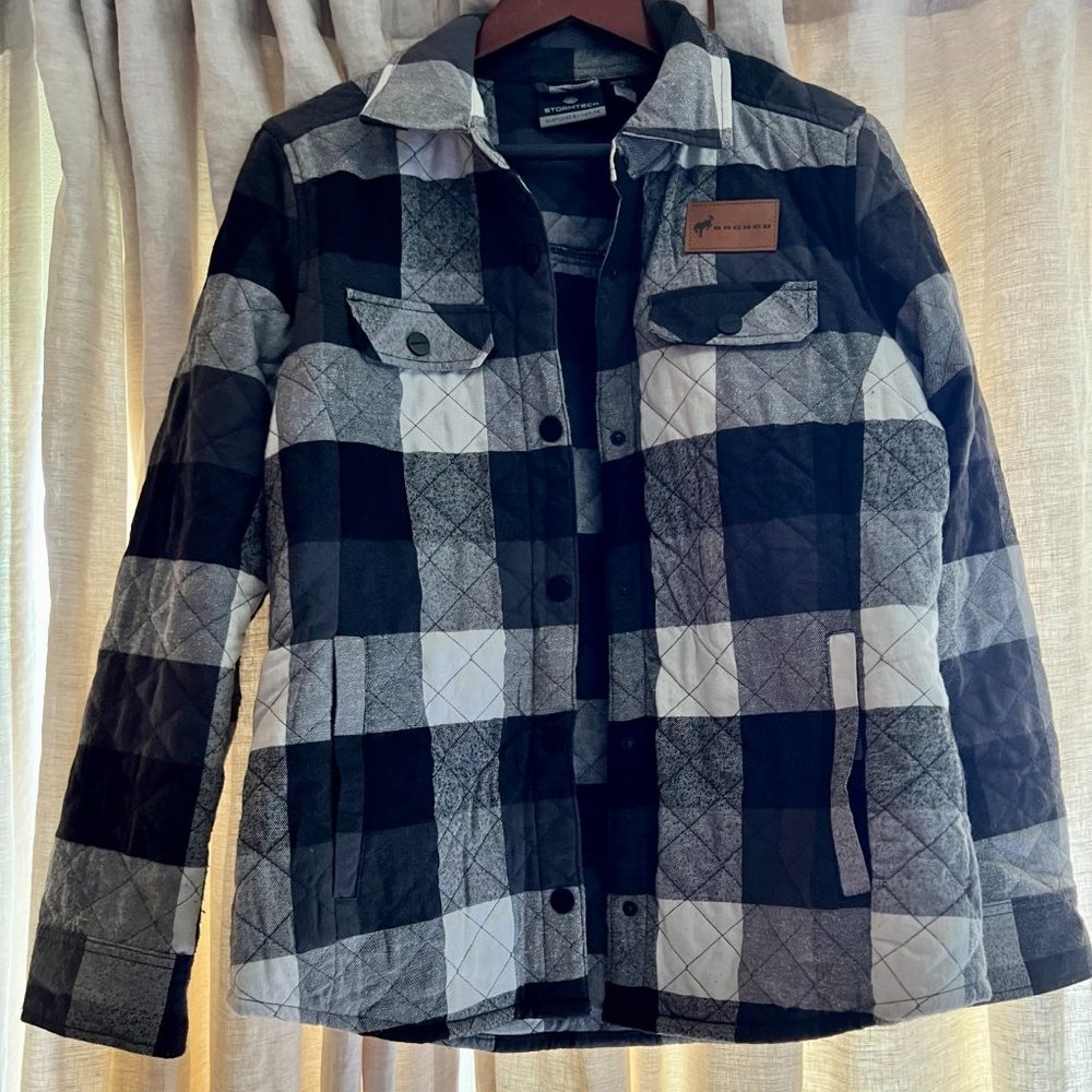 Black, Gray & White Plaid Ford Bronco Quilted StormTech Jacket